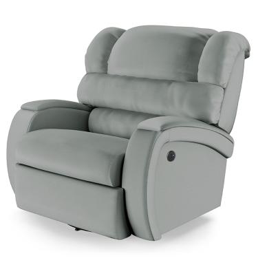Imagem de Poltrona do Papai Reclinável Napoli Glider Giratória USB PU Cinza FH1 - D'Rossi