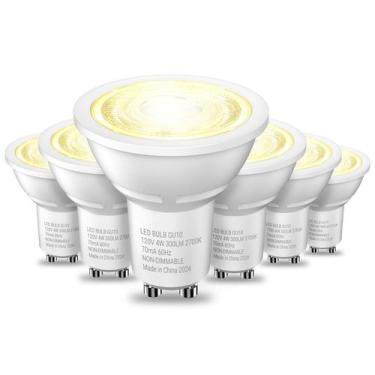 Imagem de Lâmpadas LED TJOY GU10 4W 300LM 2700K, branco quente, pacote com 6