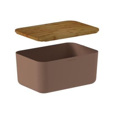 Imagem de Ou Porta Pão com Tampa de Bambu Marrom amêndoa Linha Lume