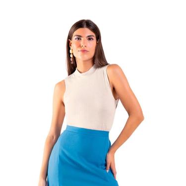 Imagem de Blusa  Feminina Cavada Gola Alta Malha Canelada-Feminino