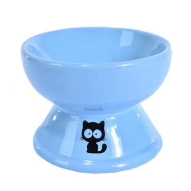 Imagem de Tigela De Cerâmica De Luxo Para Animais De Estimação - Comedouro E Bebedouro 2 Em 1, Ideal Para Gatos E Cães, Design Elegante, Segura E Saudável Para O Seu Pet(AZUL G COMEDOUDO BEBEDOURO)