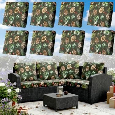 Imagem de Tingjoo 8 peças de capas de almofada de Natal, capa de almofada elástica para área externa, capa protetora de assento para sofá e sofá, decoração de casa (preto natalino)