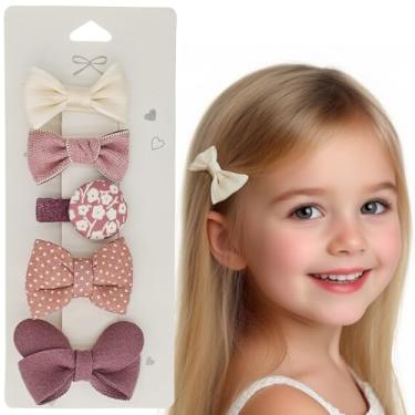 Imagem de Clipes de cabelo de bebê para meninas - Grampos de cabelo infantis com bico de pato coberto de tecido macio com laços e design redondo, acessórios de cabelo antiderrapantes suaves para crianças