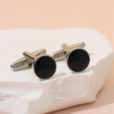 Imagem de 1 par de abotoaduras masculinas, abotoaduras de camisa de smoking, melhor presente para homens, abotoaduras e brincos de camisa para casamento/negócios, One size, Liga de aço, Sem Pedra Preciosa