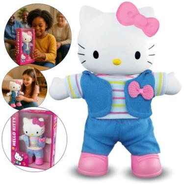 Imagem de Boneca Grande Hello Kitty Roupa De Pano Brinquedo Original - Lider