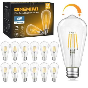 Imagem de Lâmpadas LED Qingmiao Vintage Edison ST58 4W E26 3000K (pacote com 12)