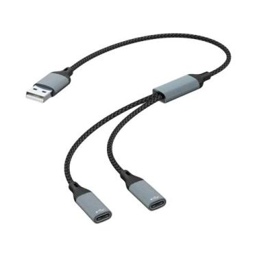 Imagem de Hub USB Tipo C 3 Em 2 Portas Adaptador De Transferência De Dados E Car