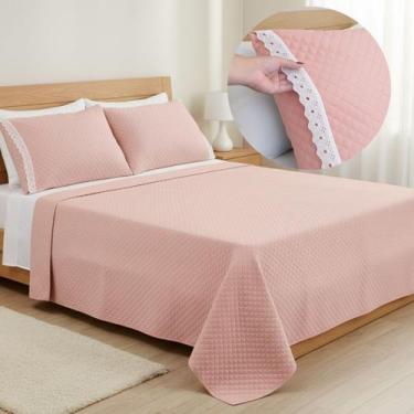 Imagem de Cobre Leito Casal Queen 3 peças Lese Colcha Dupla Face Matelado c/ Por