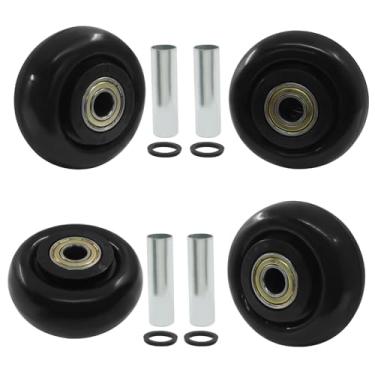 Imagem de Waziaqoc 4 rodas de rodízios resistentes de 7,6 cm, rodas de poliuretano de eixo, rodas de substituição de prateleira de placa para plataforma, capacidade de 120 kg, preto