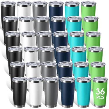 Imagem de Copos de aço inoxidável Sieral, pacote com 36, 600 ml, multicoloridos