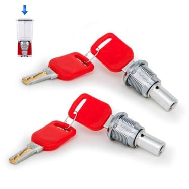 Imagem de Fechadura e chave para máquina Gumball para máquinas de cápsulas GV25 e GV18 - Conjunto de fechadura e chaves com tampa superior para máquina de venda automática de doces de veado, prêmio e bola de