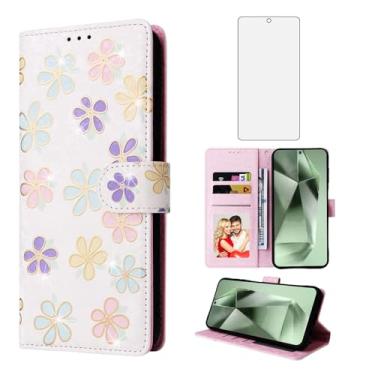 Imagem de Asuwish Capa de celular para Samsung Galaxy S25 FE 5G carteira celular com protetor de tela de vidro temperado bloqueio RFID porta-cartão flor suporte suporte S 25 EF S25FE 25S 25FE mulheres homens