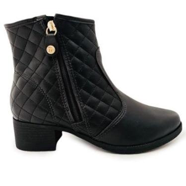 Imagem de Bota Moleca Matelassê Salto Bloco 4cm e Fechamento em Zíper-Feminino