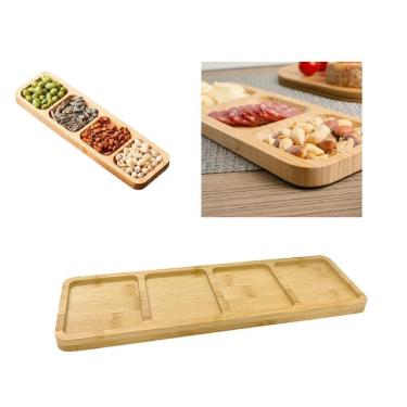 Imagem de Petisqueira Tábua De Frios Retangular Madeira 4 Divisórias
