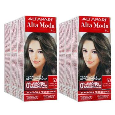 Imagem de Alta Moda Alfaparf kit c/6 Tonalizante 50 Castanho Claro 120g