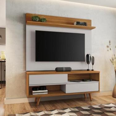 Imagem de Kit Conjunto Rack Painel Para TV Até 50" 2 Portas 2 Prateleiras Sala E