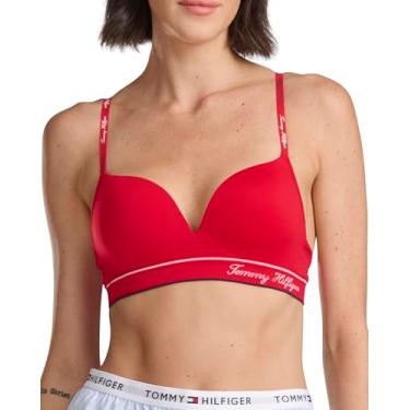 Imagem de Tommy Hilfiger Sutiã feminino sem costura levemente forrado sem aro, vermelho tango, 34A