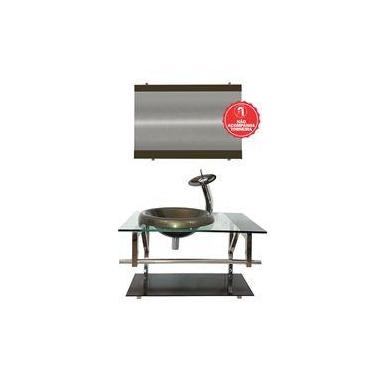 Imagem de Gabinete de Vidro 70cm para Banheiro França - EKASA, Ouro Envelhecido