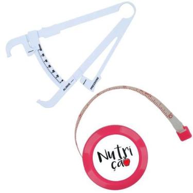 Imagem de Kit Avaliacao Fisica Medir Gordura Corporal Fita Metrica Imc Adipometr