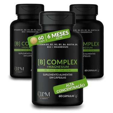 Imagem de Vitaminas Complexo B e Magnésio 180 Capsulas Ellym Nutrition 6 Meses Biotina Metilfolato Metilcobalamina B1 B2 B3 B4 B5 B6