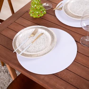 Imagem de Sousplat Capa e Base MDF Basic Liso 35cm diâmetro  Tecido Oxford 100% Poliéster - Branco