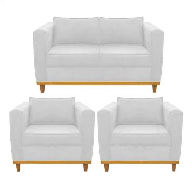 Imagem de Kit Sofá 2 Lugares e 2 Poltronas Europa Suede Branco