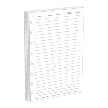 Imagem de NatSumeBasics Refil de papel A5 com forro de disco, 100 folhas/200 páginas, tamanho meia-letra de 14 x 20,8 cm, para 8 discos, caderno, escritório, material escolar, acessórios (Linha branca)