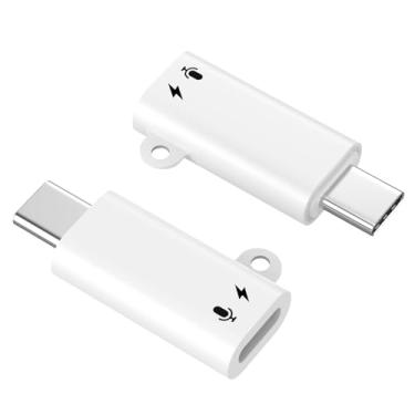 Imagem de [Certificação Apple MFi] Pacote com 2 adaptadores de áudio USB C para Lightning, conversor de fones de ouvido Lightning tipo C macho para fêmea com transferência de dados de carregamento, compatível