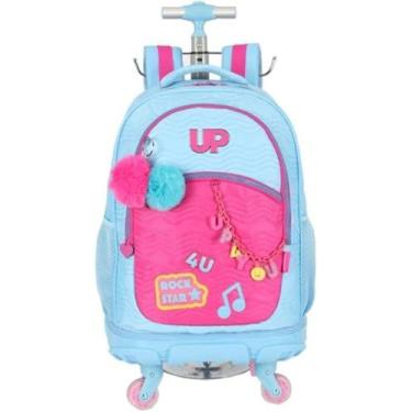 Imagem de Mochila Carrinho Luxcel Up4You Turquesa COM PINK 4 Rodas Mc49172up