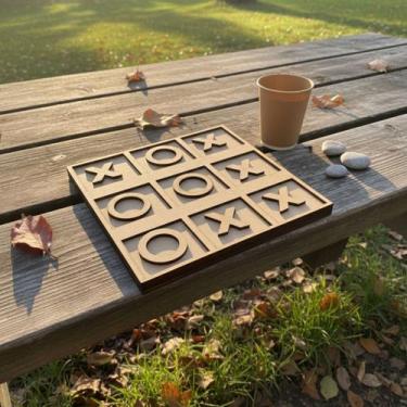 Imagem de Jogo Da Velha Com Tabuleiro Brinquedo Presente Lembrancinha Em MDF 3mm