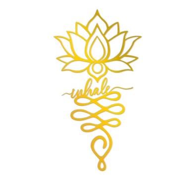 Imagem de Xedatric Escultura de parede de metal de duas peças para decoração de ioga, casa e escritório - elegante decoração de lótus com lindo acabamento dourado