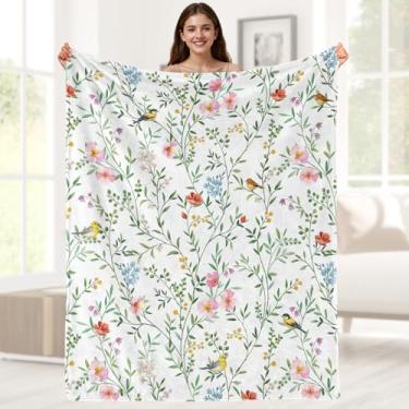 Imagem de Cobertor de flores silvestres presentes para mulheres boho planta floral cobertor flores coloridas presente de aniversário para meninas flor de flanela para sala de estar cama sofá e cadeira decoração