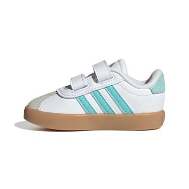 Imagem de adidas, Tênis infantil VL Court 3.0, Branco/Flash Aqua/Alumina, 12.5 Little Kid