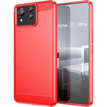 Imagem de Capa Para Asus Zenfone 11 Ultra (Tela 6.78) Carbon Fiber Leve Fina Maleável (Vermelho)