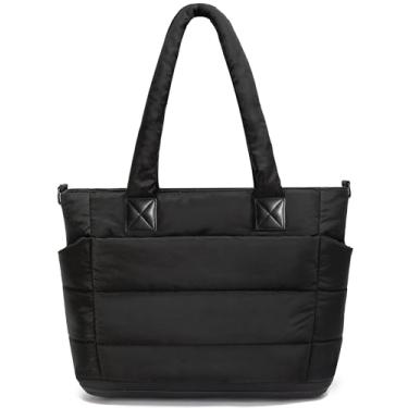 Imagem de Bolsa feminina grande para enfermeiras, bolsa de ombro com zíper para trabalho e viagens, Z-grande, preta