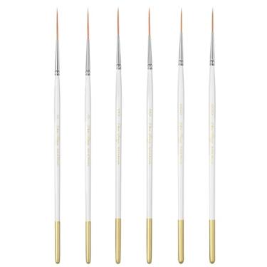 Imagem de ElevateTech Pincel de delineador com script, 6 pincéis altamente flexíveis, pincéis de ponta fina com detalhes extralongos para pintura de guache em aquarela a óleo acrílico