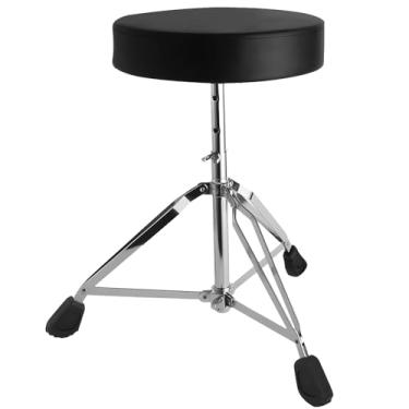 Imagem de Banqueta acolchoada com altura ajustável (42 a 55 cm), trono de tambor dobrável de 3 pernas com pés de borracha antiderrapante para músicos