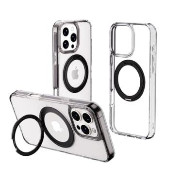 Imagem de ZeitCh Capa para iPhone 16 Pro Max, compatível com MagSafe, TPU e PC com suporte, capa de telefone preta transparente à prova de choque (iPhone 16 Pro Max)