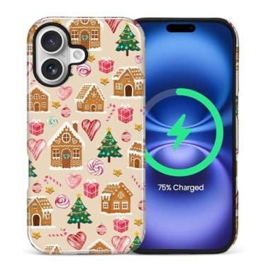 Imagem de Yuning419 Capa compatível com iPhone 17 [compatível com MagSafe] Capa de proteção rígida híbrida de 2 camadas, capa magnética protetora à prova de choque, peculiar vila natalina de gengibre