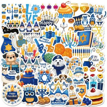 Imagem de Pacote de adesivos para Hanukkah, 50 unidades Creative & Fun Menorah & Holi