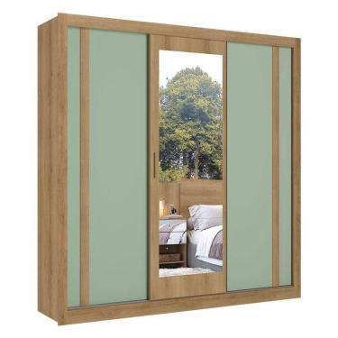 Imagem de Guarda Roupa Casal Ibiza Glass 3 Portas Capuccino Menta Flex - Thb