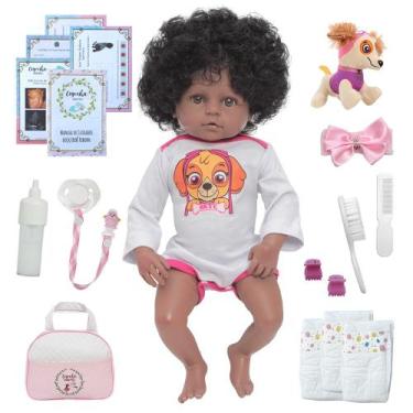 Imagem de Bebê Reborn Boneca Negra Bolsa Maternidade Pelúcia Itens - Cegonha Reb