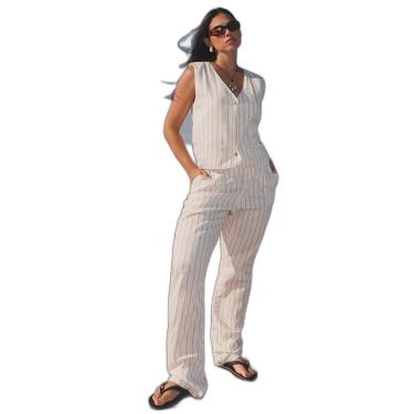 Imagem de CALÇA LINHO FEMININA ALFAIATARIA LISTRADA 24406-Feminino