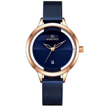 Imagem de Relógio Feminino de Quartzo em Aço Inoxidável Moda Casual Clássica Azul