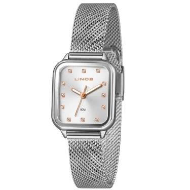 Imagem de Relógio Lince Feminino Ref: Lqmh253l26 S1sx Retangular Mesh Prateado