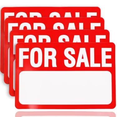 Imagem de Pacote com 4 adesivos de carro para venda, 30 x 20 cm, adesivos de vinil autoadesivos premium compatíveis com garagens, barcos, casas, veículos e mais (vermelho-4 unidades)