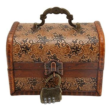 Imagem de Naroote Caixa de Joias de Madeira Com Design retrô Vintage Com Fechadura para Armazenar Colares, Brincos e Documentos Em Janelas de Casa ou Loja (6300G-01GK10)