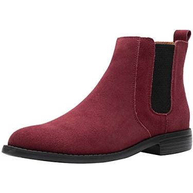 Imagem de JIONS Chelsea Bota masculina de camurça, leve, casual, de couro, Borgonha, 39
