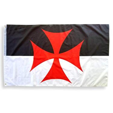 Imagem de Bandeira dos Cavaleiros Templários - 9,5 x 12,7 cm, poliéster, costura dupla, tema das cruzadas