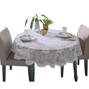 Imagem de Toalha De Mesa 4 Lugares Redonda Renda 1,60ø m - raner, Branca